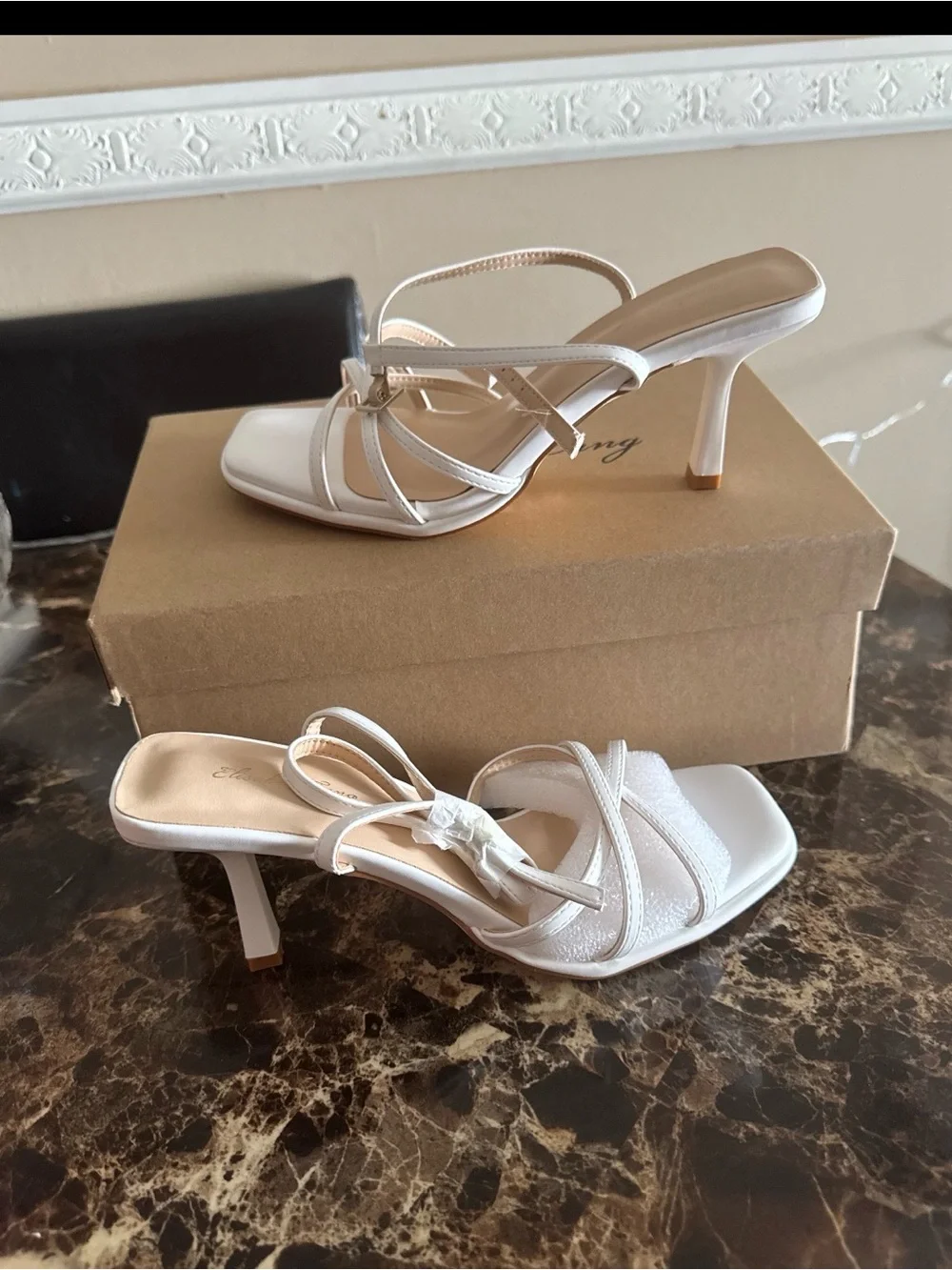 Women’s White Strappy Mid Stiletto Heels